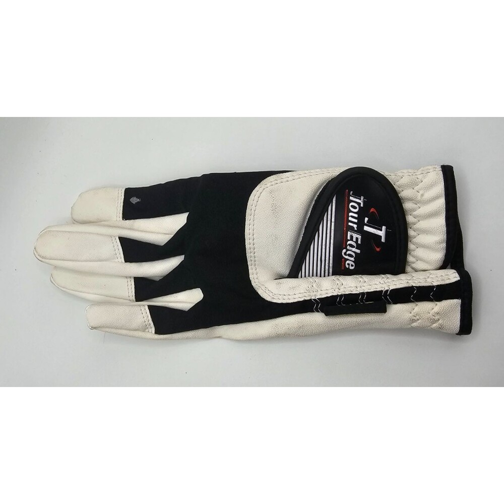 Tour Edge Junior Left Golf Glove White Black Synthetic Youth One Size Used
